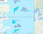 Ilustracja: Obszar planowania morskich farm wiatrowych Kattegat i Kriegers Flak II