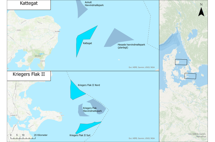 Illustration: Planning area for Kattegat and Kriegers Flak II offshore wind farms