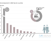 Wind employment in 2023, Top ten countries, Śource: IRENA