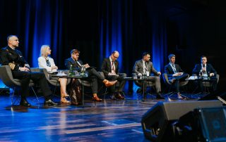 The “Guardians of the Wind: Protecting Baltic Offshore Assets” panel: (from the left); Capt. (N) Rafał Miętkiewicz, DSc, Assoc. Prof. from Polish Naval Academy, Kinga Dudzińska, Baltic & Nordic Countries Analyst at PISM, Janusz Gajowiecki, President of the Board at Polish Wind Energy Association, (Moderator) Roland Freudenstein, Brussels Office Director of the Free Russia Foundation, Tomasz Urbaniak, Head of Defence & Security at PGE Baltica, Niels Malskær, Energy Attaché at the Royal Danish Embassy to Poland, Airidas Daukšas, Vice Minister of Energy of the Republic of Lithuania