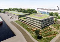 Computer animation of the Rostock Offshore Quarter at Warnemünde harbour. Photo: Bastmann+Zavracky Architekten.
