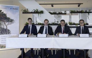 From the left: Michael Prutsch (Skyborn - Gennaker Project Director), Patrick Lammers (Skyborn - CEO), Marc Becker (Siemens Gamesa – Senior Vice President for Offshore) and Mogens Jakobsen (Siemens Gamesa – Head of Sales).