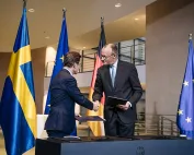 Prime Minister Ulf Kristersson and Germany’s Federal Chancellor Friedrich Merz in Berlin; Photo: Tom Samuelsson/Goverment Offices of Sweden