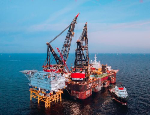 Projekt przyłączenia do sieci Ostwind 3 na ostatniej prostej: platforma morska precyzyjnie zainstalowana na morzu u wybrzeży Rugii